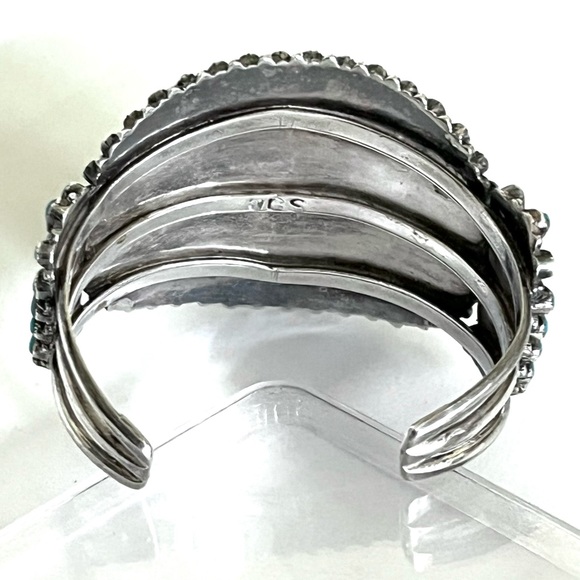 Signed,Navajo Old Pawn Vntg Sleeping Beauty Turquoise Sterling Watch Cuff - Picture 4 of 10